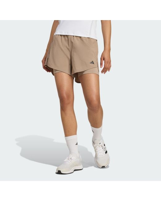 Pantalón Corto Aeroready Made For Training Minimal Two-In-One Adidas de color White
