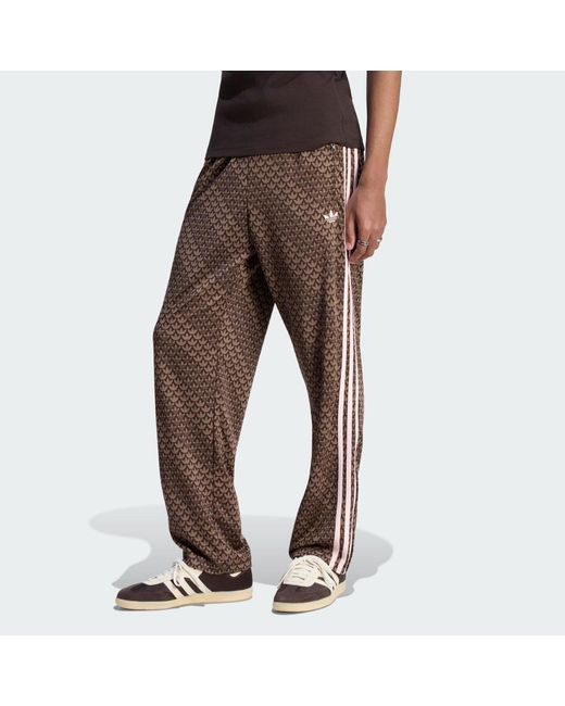 Adidas Brown Firebird Loose Monogram Track Tracksuit Bottoms for men