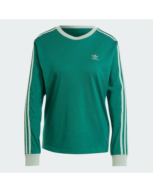 Camiseta Manga Larga Adicolor Regular 3 Bandas Adidas Originals de color Green