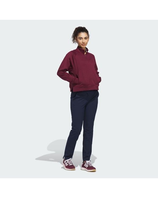 Adidas Red Ultimate365+ Climawarm Loose Quarter-Zip Hooded Jacket