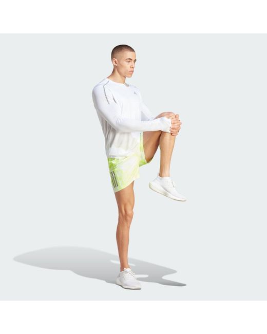 Adidas Green Own The Run Allover Print Shorts for men