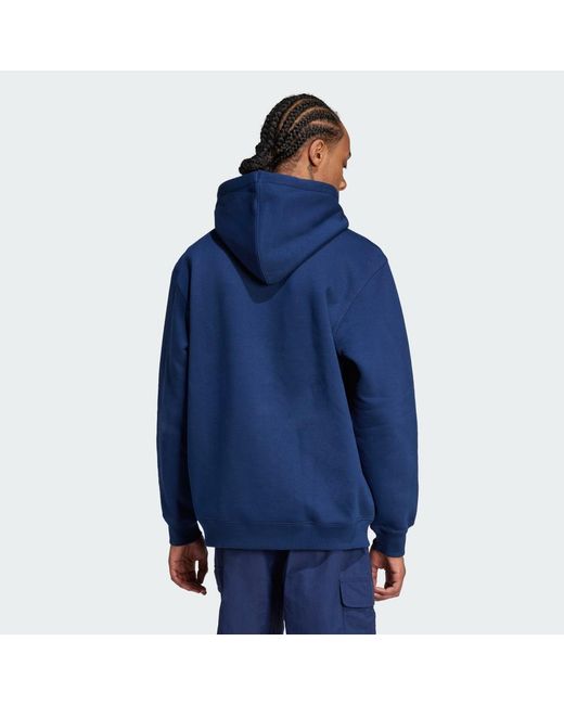 Adidas Blue Trefoil Essentials Loose Hoodie for men