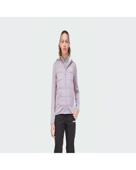 Adidas Purple Terrex Multi Hybrid Insulated Hooded Jacket
