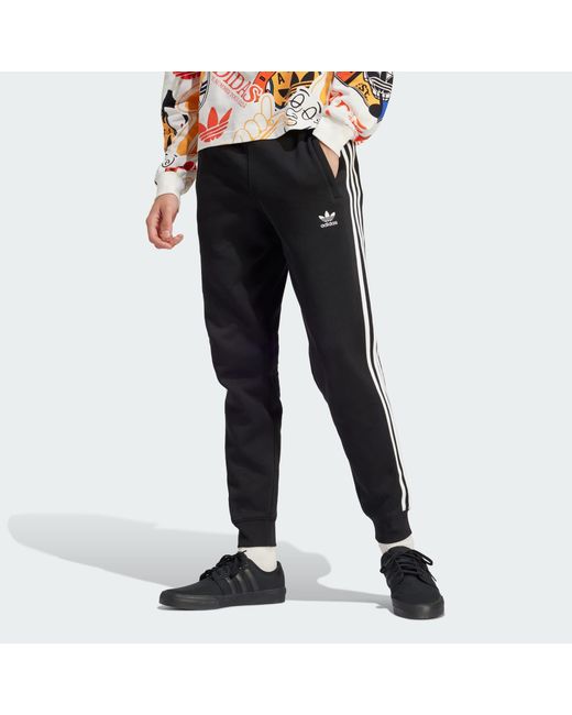 adidas 3 stripe joggers mens black