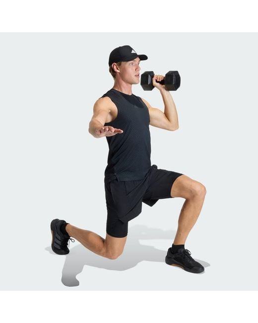 Adidas Black D4T Workout 2In1 Shorts for men