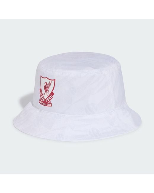 Adidas White Liverpool Fc Bucket Hat