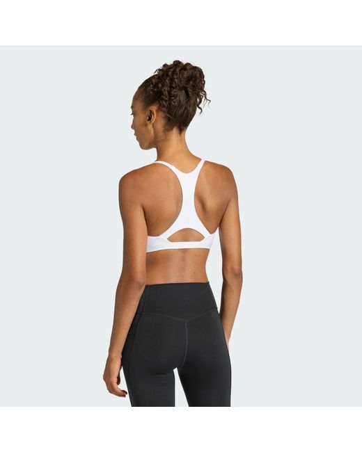 Adidas White Optime Essentials Workout Light Support Bra