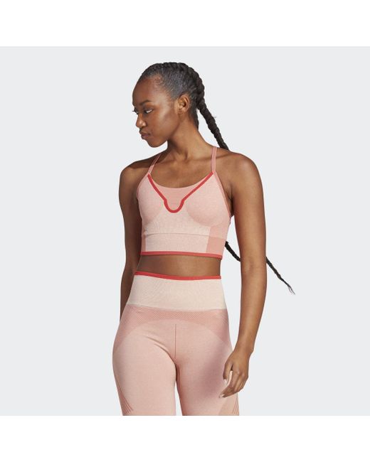 Reggiseno sportivo da yoga by Stella McCartney TrueStrength Seamless Medium-Support di Adidas in Pink
