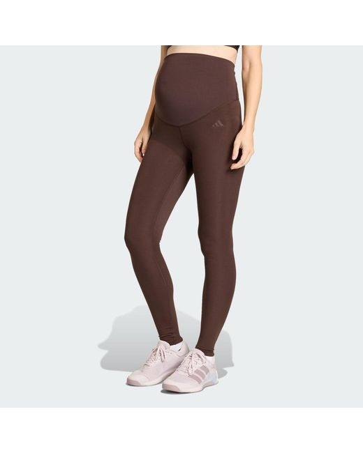 Adidas Brown Optime Essentials Workout Full Length Leggings Maternity