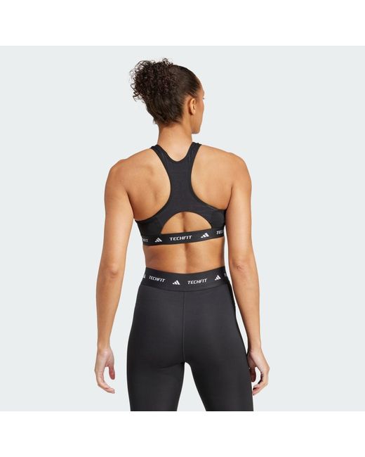 Adidas Black Techfit Medium-Support High-Neck Bra