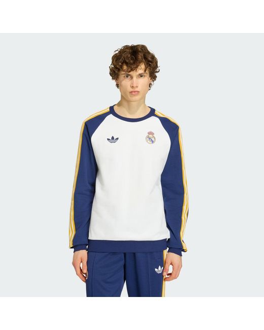 Adidas Blue Real Madrid Originals Crew Sweat Sweatshirt for men