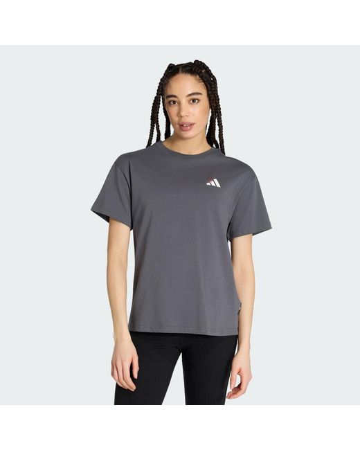 Adidas Gray Embroidery Pack Loose Graphic T-Shirt
