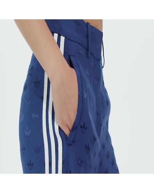 Adidas Blue Premium Woven Jacquard Tracksuit Bottoms