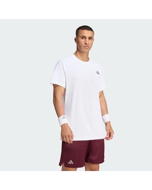 Adidas White Tennis Climacool+ 3D Freelift T-Shirt Pro for men