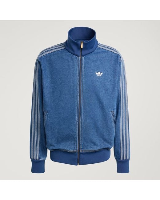 Adidas Blue Adicolor Denim Firebird Track Top for men