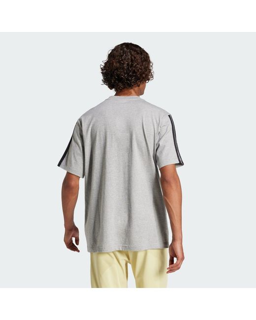 Adidas Gray Essentials 3-Stripes Single Jersey T-Shirt for men