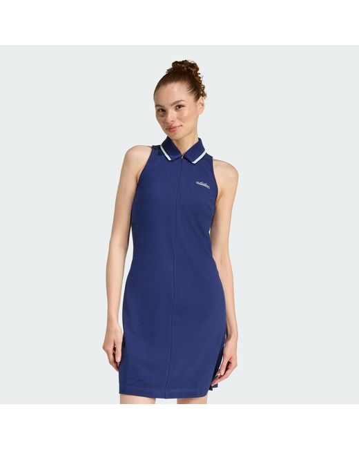 Adidas Blue Seasonal Essentials Colourpop Dress With Embroidered Graphic