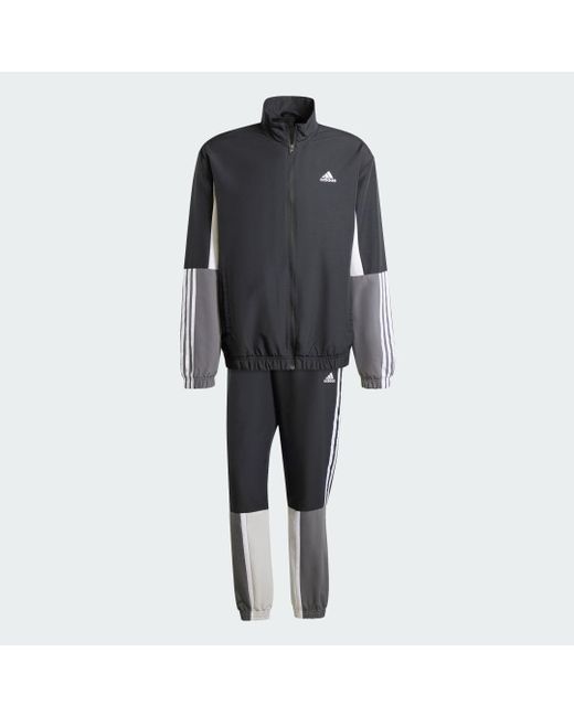 Adidas Black Sportswear Colorblock 3-Stripes Track Suit for men