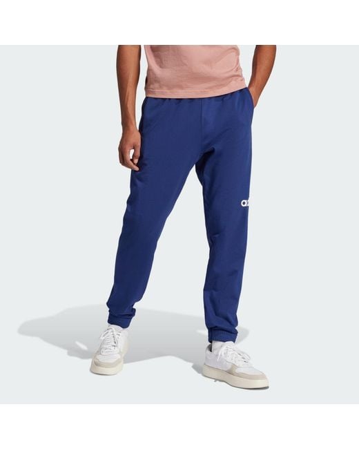Adidas Blue Essentials Linear Single Jersey Joggers for men
