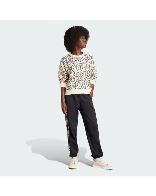 Adidas White Originals Leopard Luxe Trefoil Crew Sweatshirt