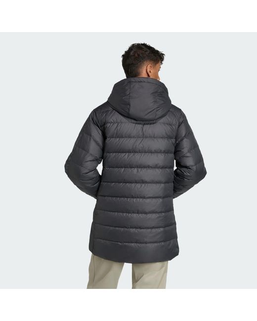 Adidas Gray Essentials Climawarm 3-Stripes Light Down Hooded Parka for men