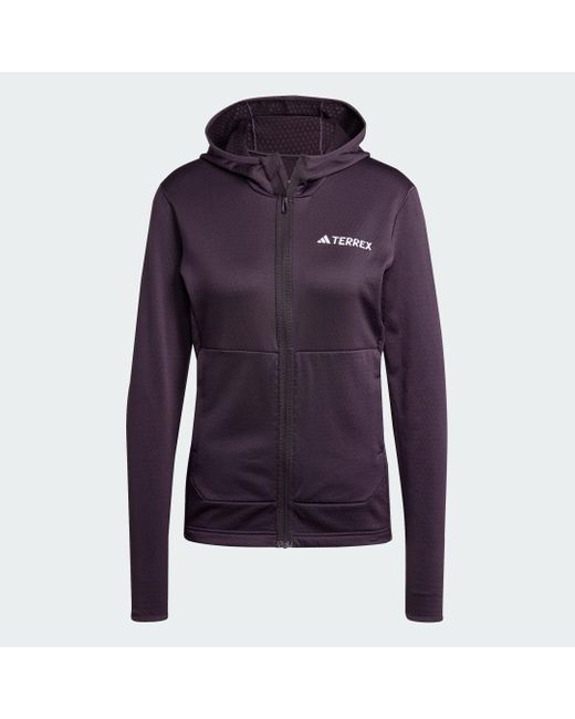 Adidas Purple Terrex Xperior Light Fleece Hooded Jacket