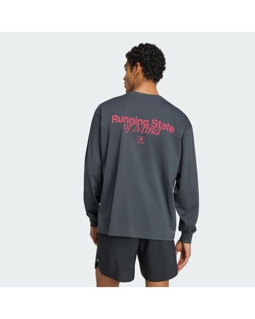 Adidas Gray Running State Of Mind Graphic Longsleeve T-Shirt