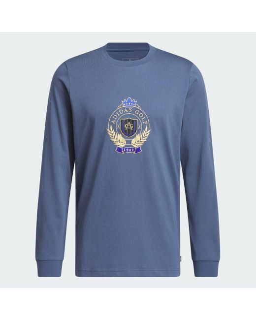 Adidas Blue Go-to Crest Graphic Long Sleeve T-shirt for men