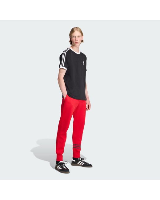 Adidas Red Street Neuclassics Cuffed Sweat Tracksuit Bottoms for men