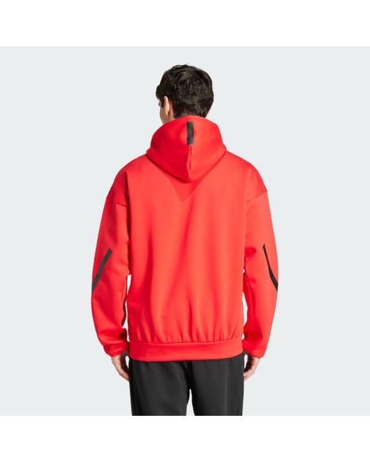 Track Jacket New Z.N.E. Full-Zip Hooded di Adidas in Red da Uomo