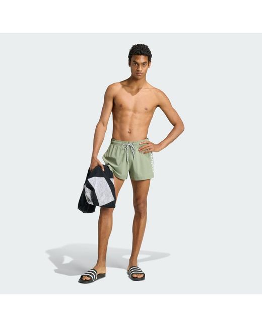 Adidas Green Logo Stretchy Knit Swim Shorts 3 Inch for men