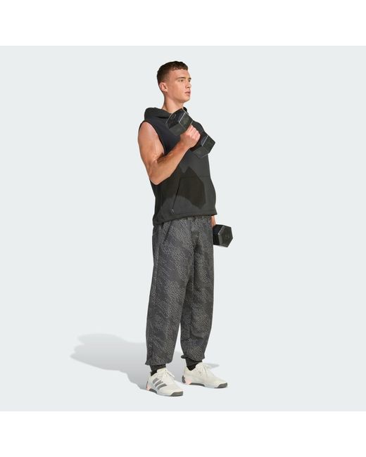 Adidas Gray Primelift Workout Aop Joggers for men