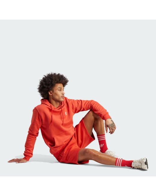 Adidas Red Trefoil Essentials Hoodie for men