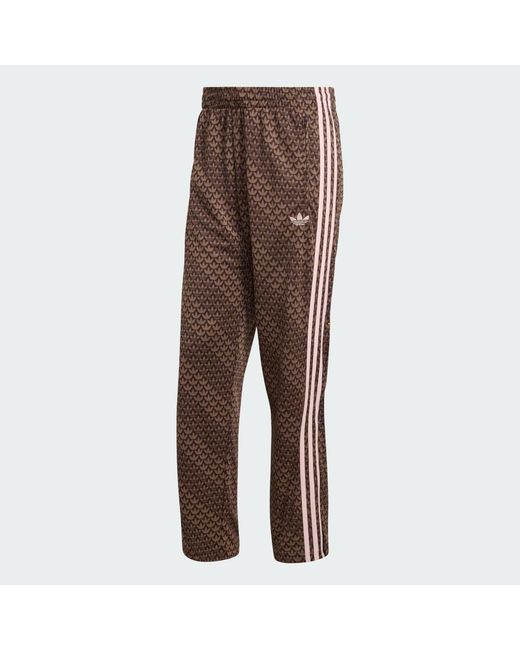 Adidas Brown Firebird Loose Monogram Track Tracksuit Bottoms for men