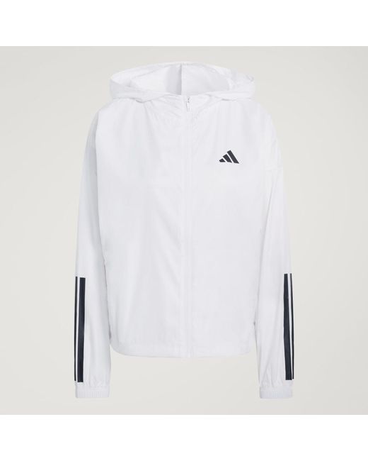Adidas White Hyperglam 3-Stripes Windbreaker