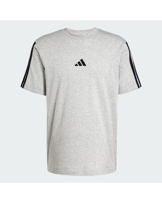 Adidas Gray Essentials 3-Stripes Single Jersey T-Shirt for men