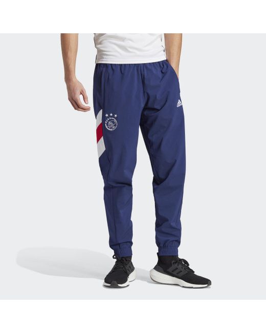 Adidas Blue Ajax Amsterdam Icon Woven Tracksuit Bottoms for men