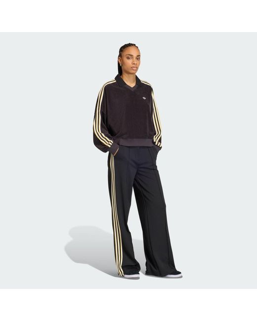 Adidas Black Terry Towel V Neck Long Sleeves Polo Shirt
