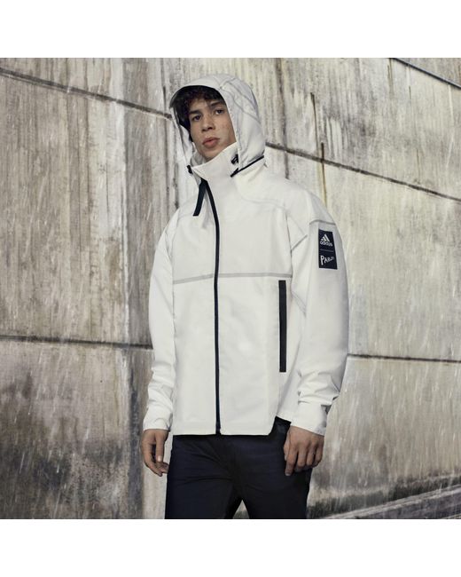 adidas Myshelter Parley Rain.rdy Jacket in White for Men | Lyst UK