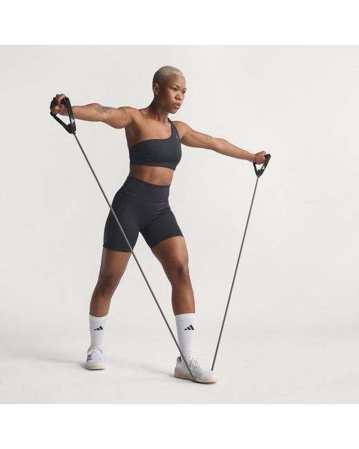 Adidas Brown Optime Workout Rib One Shoulder Light Support Bra