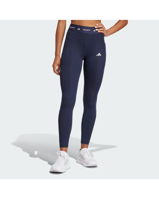 Leggings Techfit Stash Pocket Full-Length di Adidas in Blue