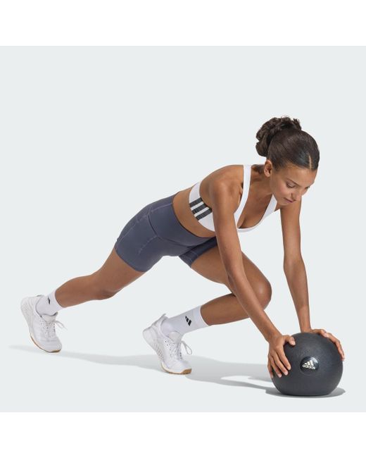 Adidas Blue 3 Stripes Studio All Me Booty Short Leggings