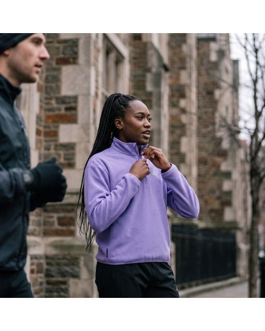 Adidas Purple Adi365 Running Essentials Winterized Fleece Half-Zip