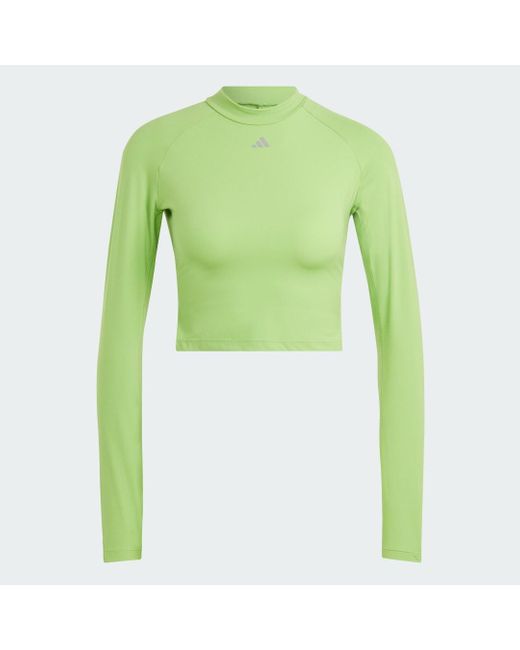 Maglia HIIT HEAT.RDY Long Sleeve Crop di Adidas in Green