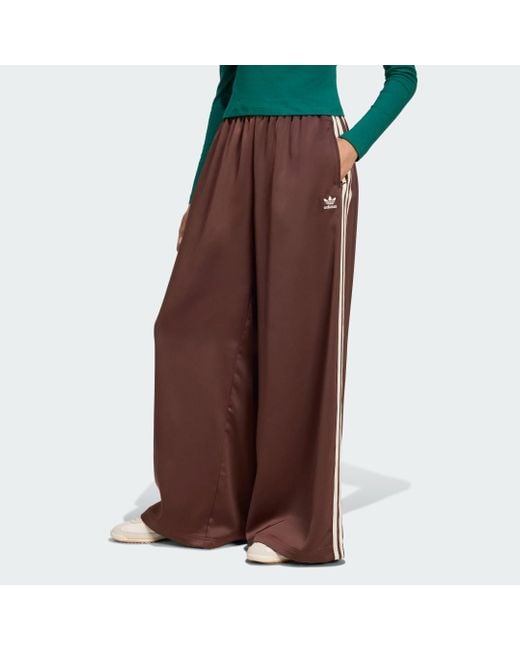 Adidas Brown Pants Adidas Adicolor Satin Wide Leg Track Joggers Auburn/ Earth Strata