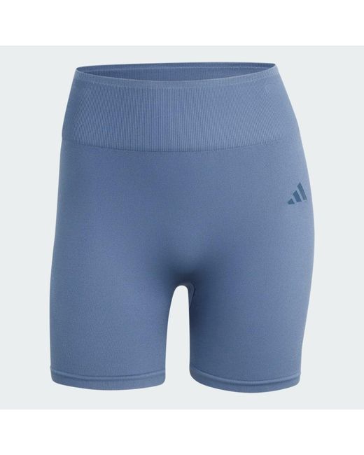Adidas Blue Workout Essentials 4 Inch Leggings Knit