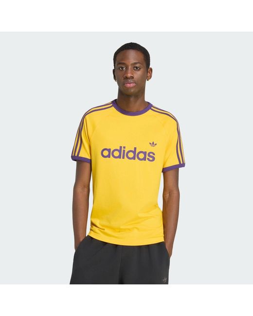 Adidas Yellow 3-Stripes Slim Ringer T-Shirt for men