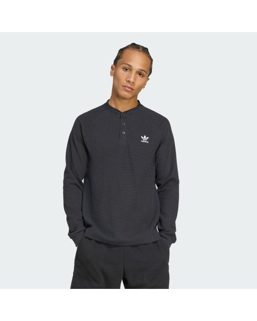Adidas Black Trefoil Essentials Long-Sleeve Top for men