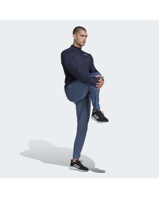 Adidas Blue Own The Run 1/2 Zip Long-sleeve Top for men