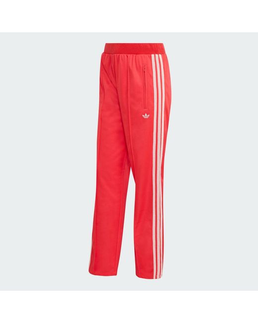 Adidas Red Firebird Track Pants With Knitted Crochet Details